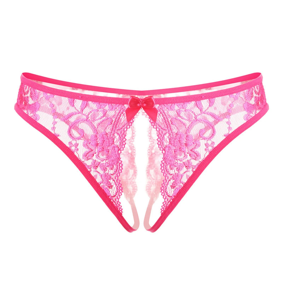 Hot Women's Panties Sexy Lingerie Open Crotch Panties Underwear Lady's Crotchless Thongs G-String With Bow Transparent Briefs