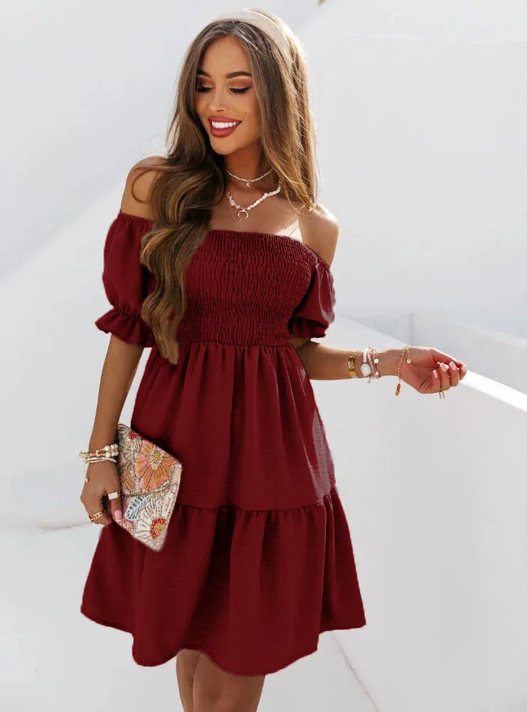 New Dresses for Women 2025 Summer Dresses for Women Fashion Sexy Off Shoulder Puff Sleeve Dress Vestidos Verano Moda Short Dress