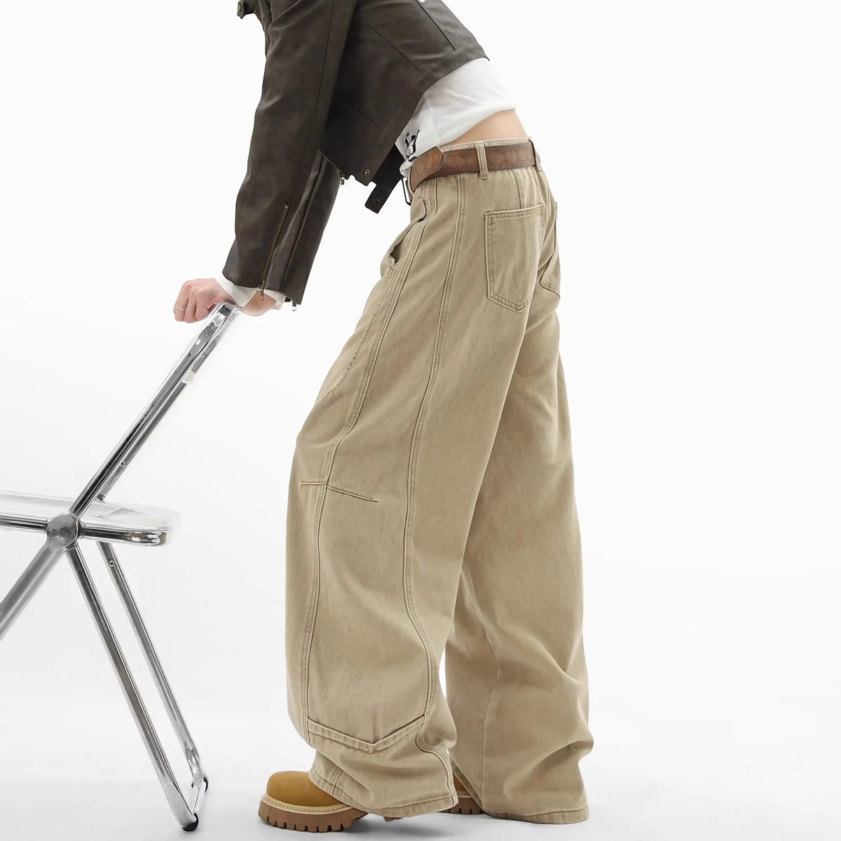 Jeans for Men and Women, Autumn Vintage High Street Workwear, Loose Casual Wide Leg Pants