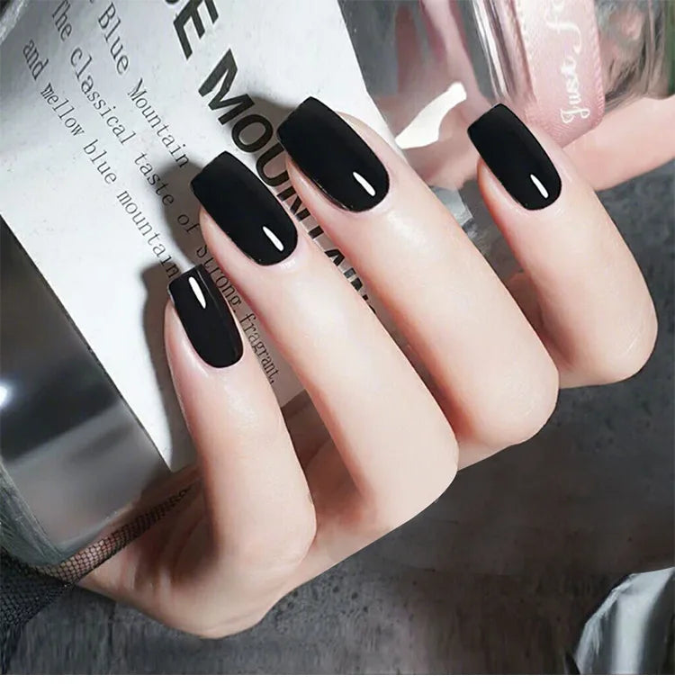 24 Pcs/set Artificial Acrylic Full Coverage Press on Nails Art Short French Fake Nails Red Glossy Removable False Nail Supplies