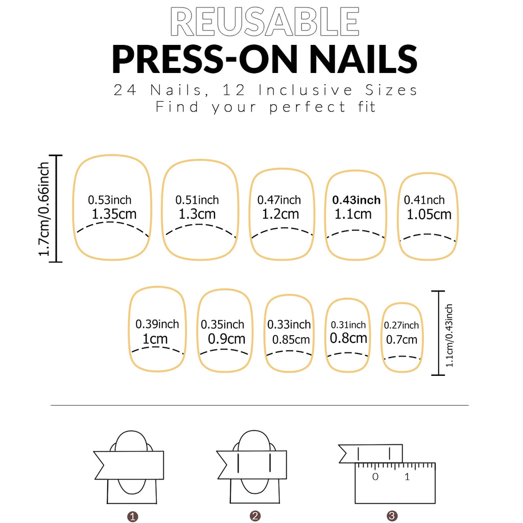 Press On Nails 120 Pcs Short Square French Nails Simple Color Contrast Fun Pattern Fake Nails