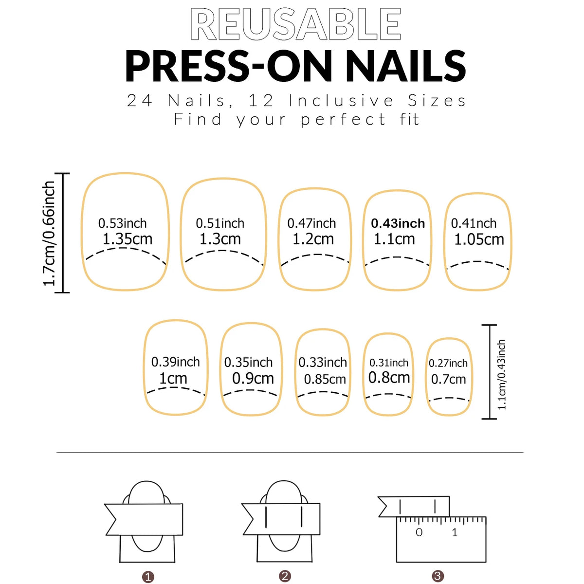 Press On Nails 120 Pcs Short Square French Nails Simple Color Contrast Fun Pattern Fake Nails