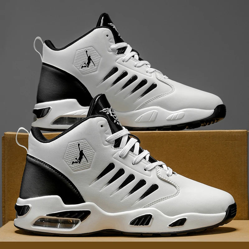 Men's Basketball Shoes - Comfortable Athletic Casual Shoes with Cushioned Rubber Soles, Lace-Up Design Suitable for Gym, Basketball, Jogging - All-Season Performance Shoes, Lightweight for Everyday Wear, Wear-Resistant and Du