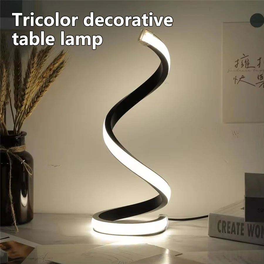 Modern Spiral LED Table Lamp Night Light Dimmable Desk Lamp Nightstand Bedside Lamps Study Office Bedroom Living Room Decoration
