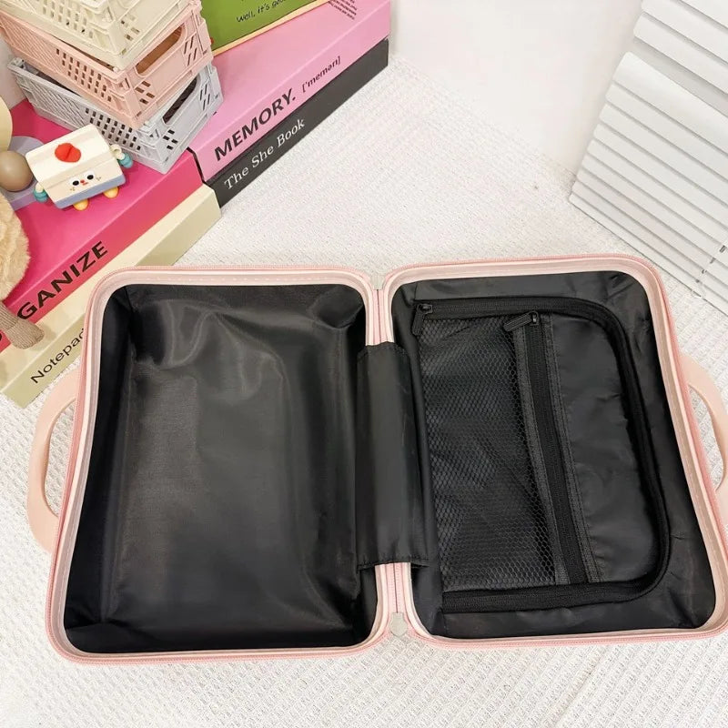 14 Inch ABS Suitcase Cosmetic Bags Light Business Travel Case Student Accommodation Case Make Up Organizer Bag Souvenir Gift.