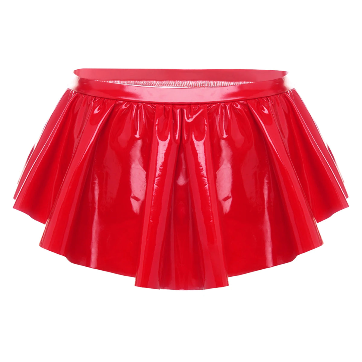 Womens Wet Look PU Leather Micro Panties Low Rise Irregular Ruffled Skirted Panties Glossy Underwear Nightwear  Raves Costume