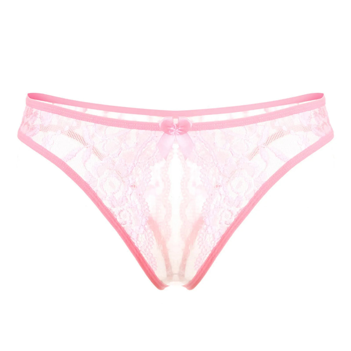 Hot Women's Panties Sexy Lingerie Open Crotch Panties Underwear Lady's Crotchless Thongs G-String With Bow Transparent Briefs