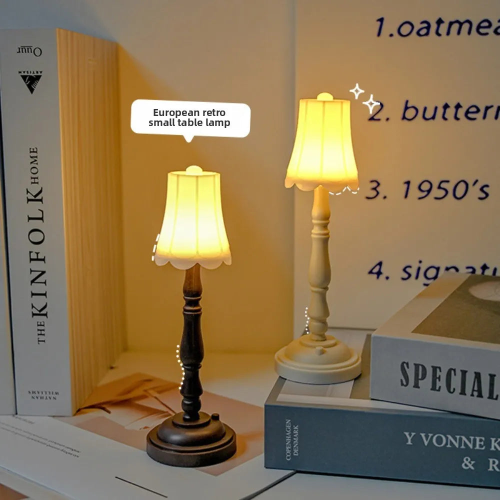 Vintage LED Night Light - European Style Table Lamp for Dorm Bedroom Bedside Creative Ambient Decorative Figurine Gift