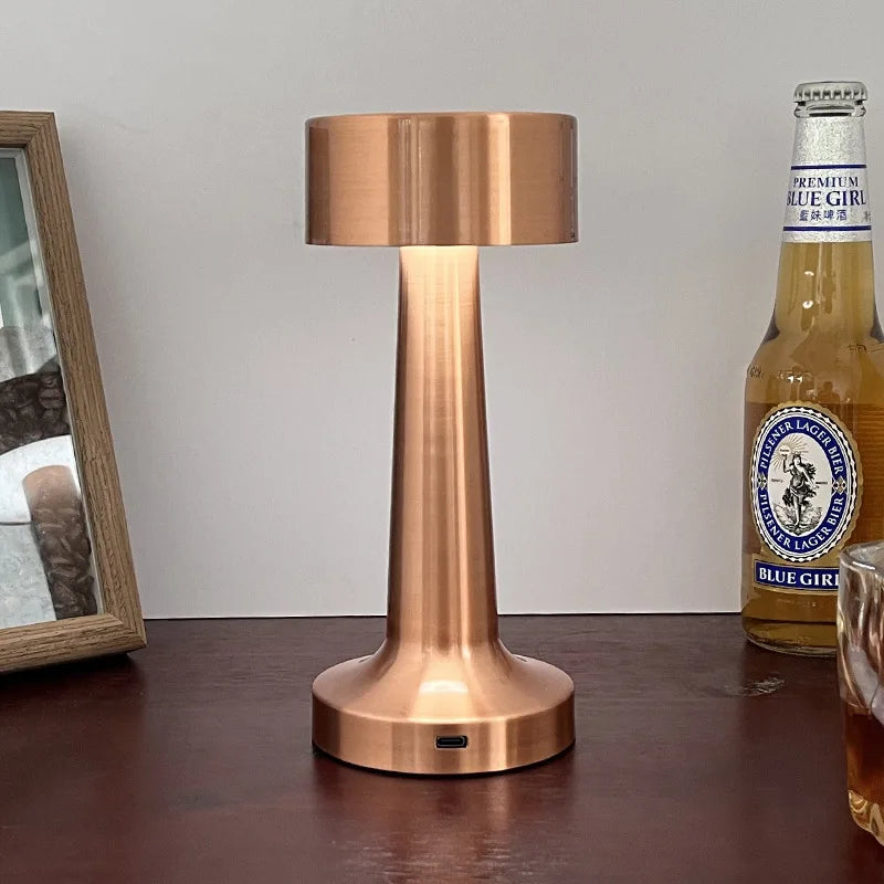 Retro Table Lamp Metal Touch Decor for Bar Coffee Table Restaurant Decoration Light Desk LED Rechargeable Night Lights Bedroom