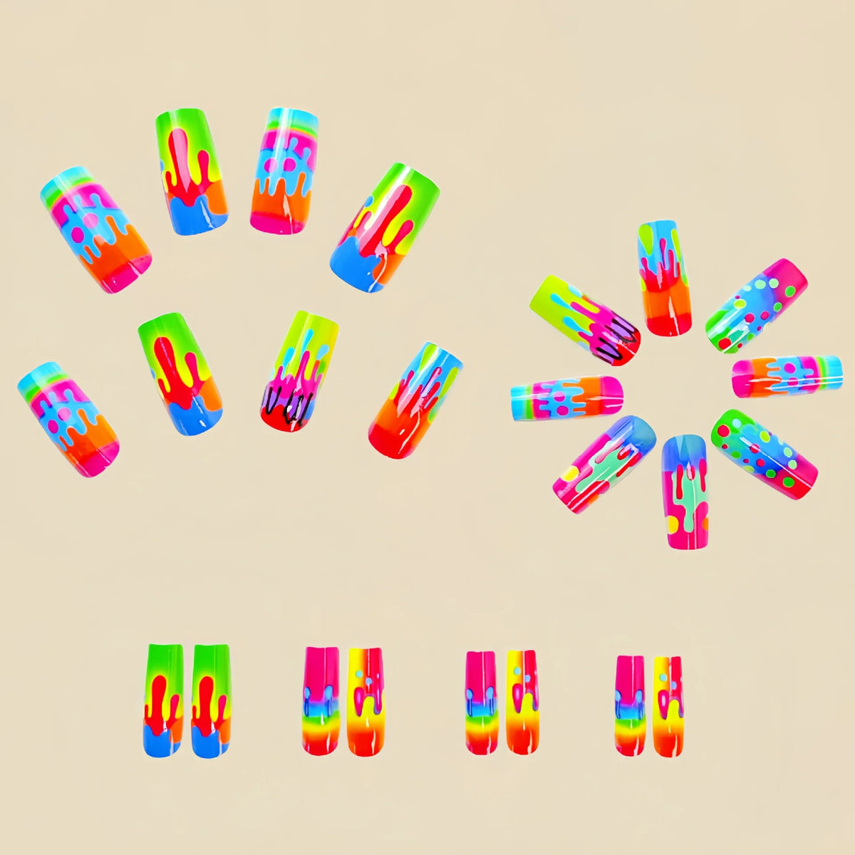 24Pcs medium-long square press on nails, practical nail supplies. Refresh your look and show charming fingertip beauty. Simple s