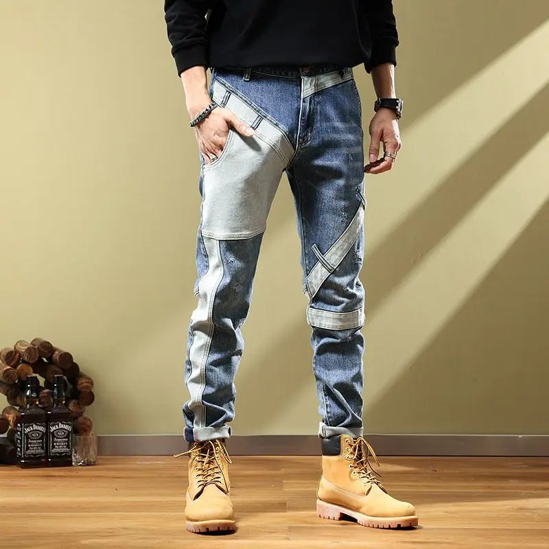 Jeans for Men Tapered Harem Mens Cowboy Pants Stylish Trousers Slim Fit Boot Cut Luxury Casual Loose Stretch Harajuku Elastic Xs
