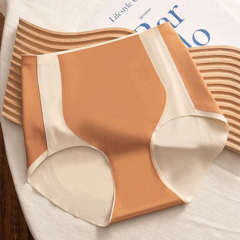 Women's High Waisted Seamless Panties Underwear Tummy Control Breathable Cotton Crotch Gusset Comfortable Mesh Briefs Women