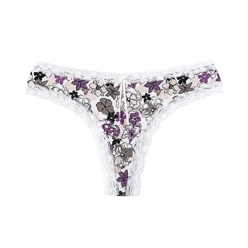 Women Sexy Flowers Panties Low-waist G String Thong Underwear Female Temptation Breathable Lingerie Lace T Pants Intimate