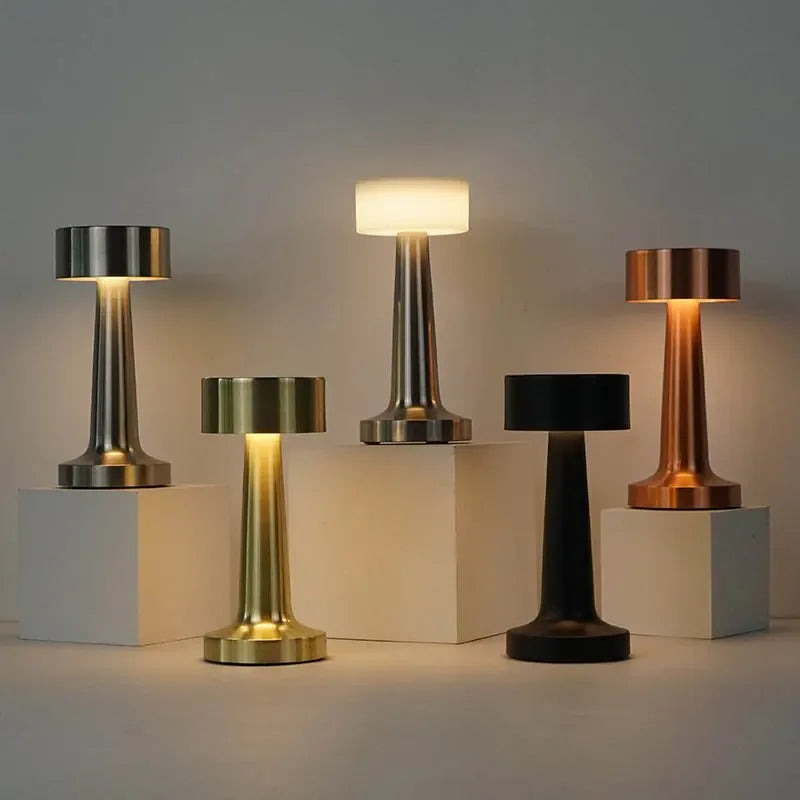 LED Table Lamp Retro Bar Touch Dimmable 3 Color Rechargeable Dining Desktop Night Light for Vintage Desk Lamp Bar Decoration