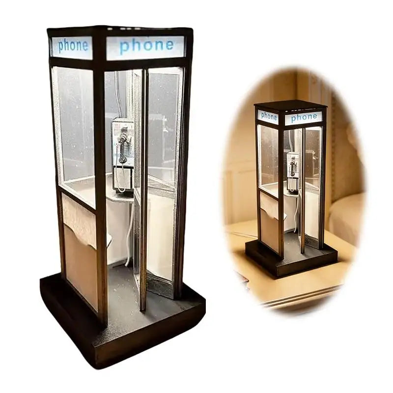 Retro British Phonebooth Lamp Tall Vintage Night Table Lamp For Kids Study Cafe Living Room Unique Home Decor