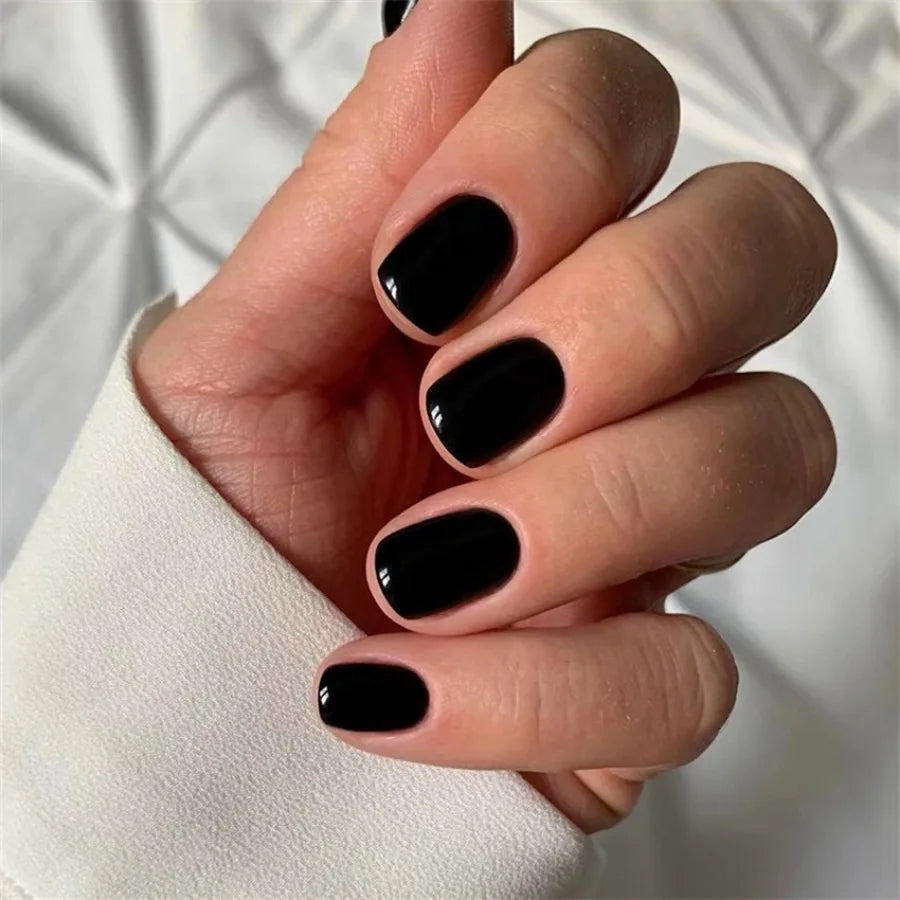 24 Pcs/set Artificial Acrylic Full Coverage Press on Nails Art Short French Fake Nails Red Glossy Removable False Nail Supplies