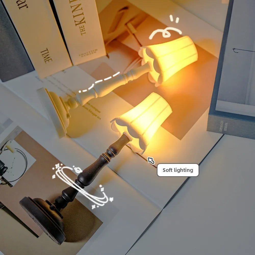 Vintage LED Night Light - European Style Table Lamp for Dorm Bedroom Bedside Creative Ambient Decorative Figurine Gift