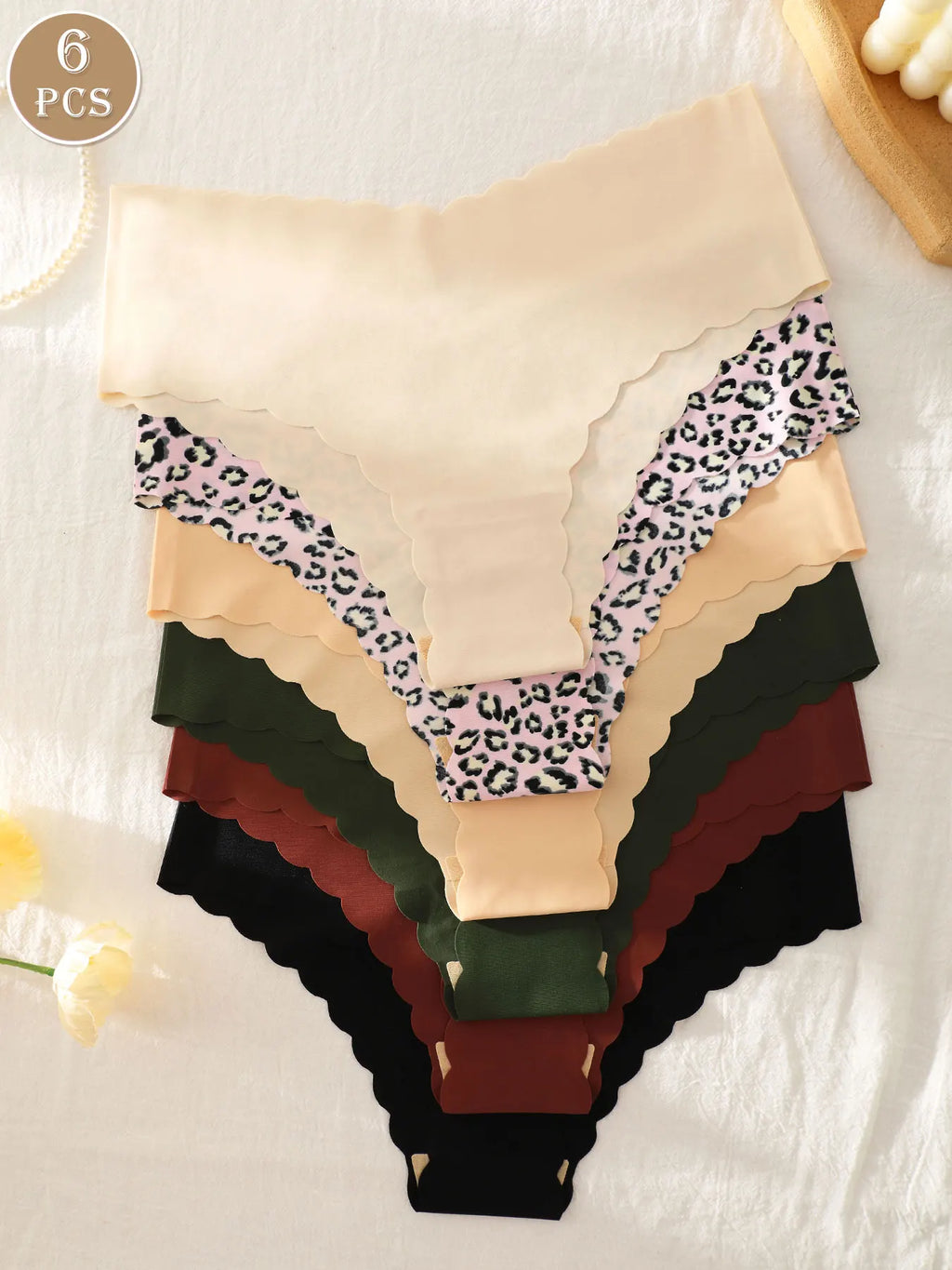 6-Pack Women's Panties, Multi-Color, Seamless, Comfortable, Skin-Friendly, Sexy, Sporty, Invisible Triangle Panties