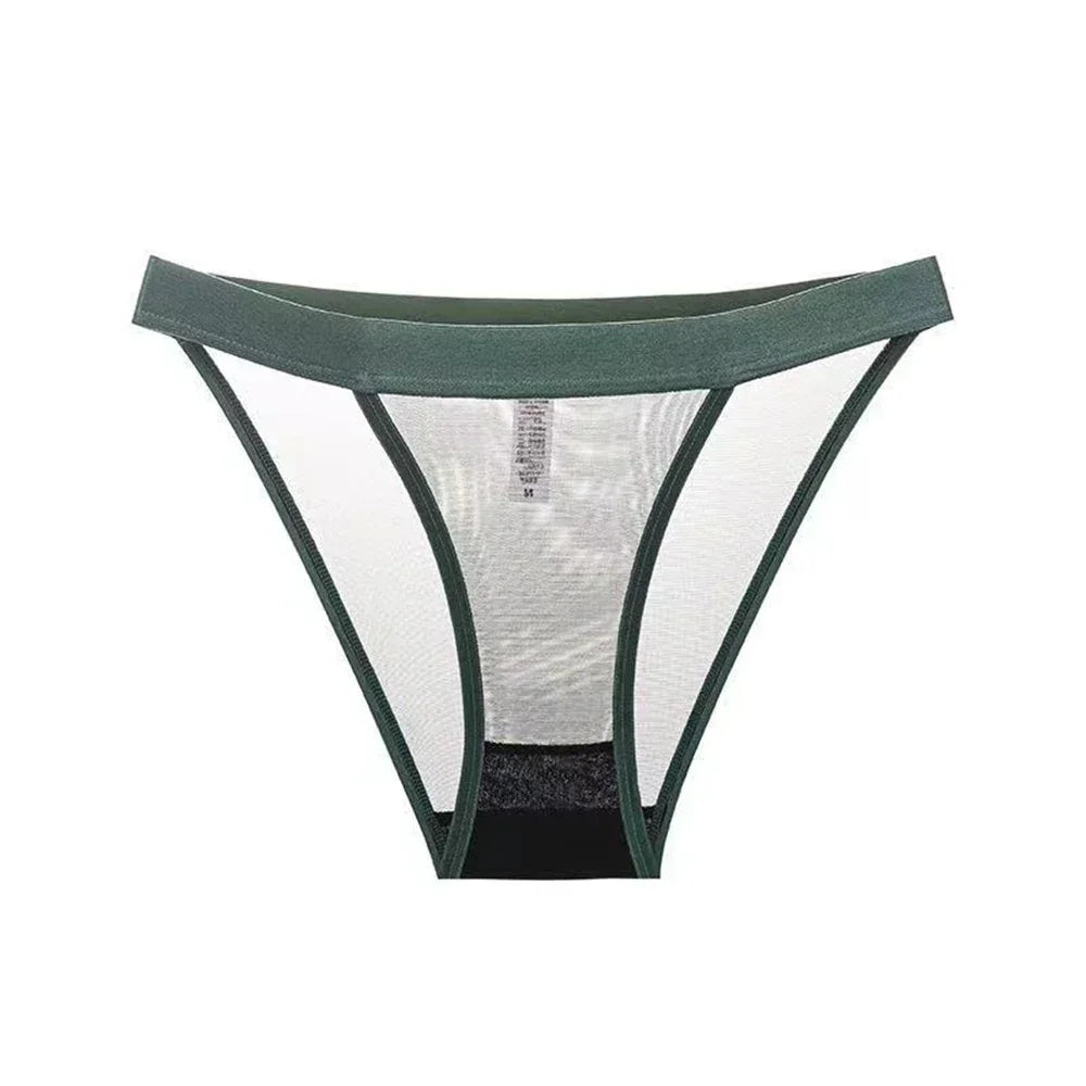 Women's Underwear see Through Seamless Panties Wide Brimmed Mesh Sheer Sexy Lace Ladies Light Girls Low Waist Briefs