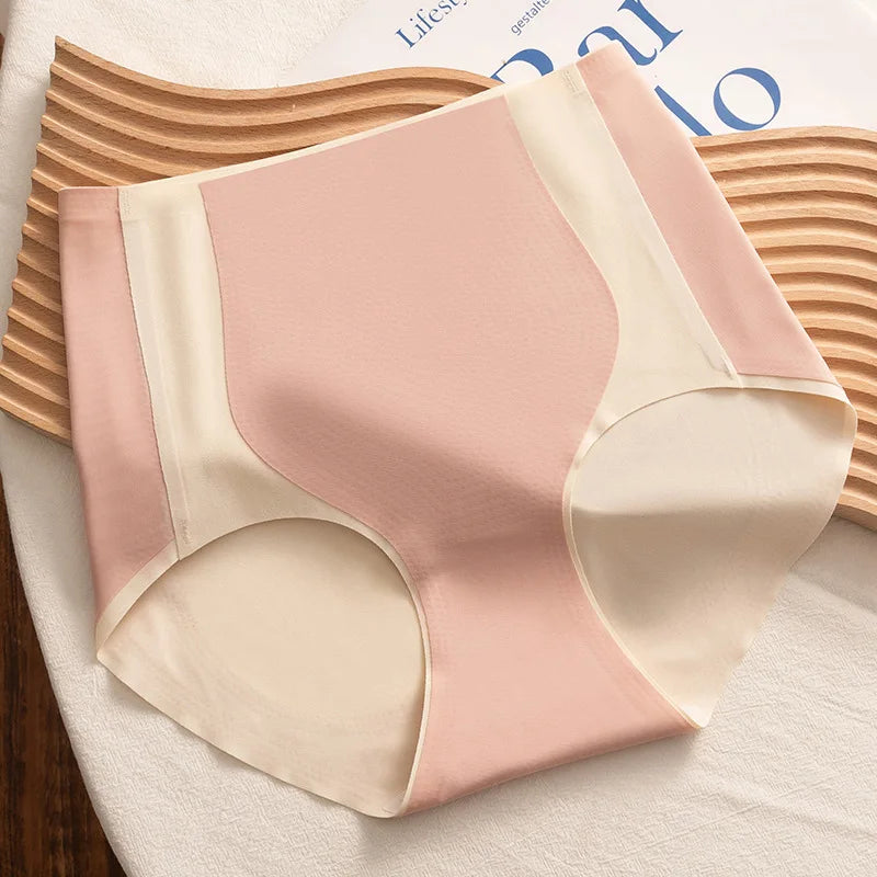 Women's High Waisted Seamless Panties Underwear Tummy Control Breathable Cotton Crotch Gusset Comfortable Mesh Briefs Women