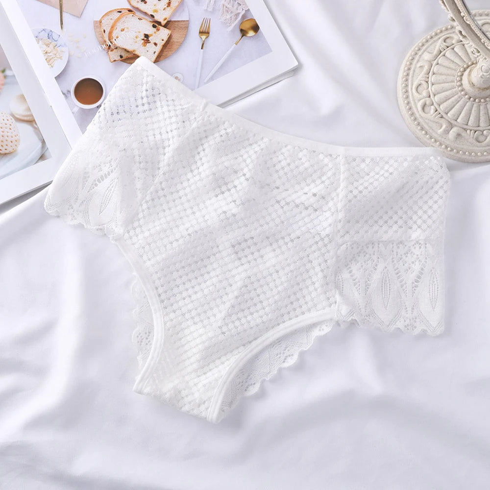 Women's Panties Sexy Women Lace Trim Underwear High Waist Panties Hollow Out Underpant Solid Comfortable Female Breathable Plus