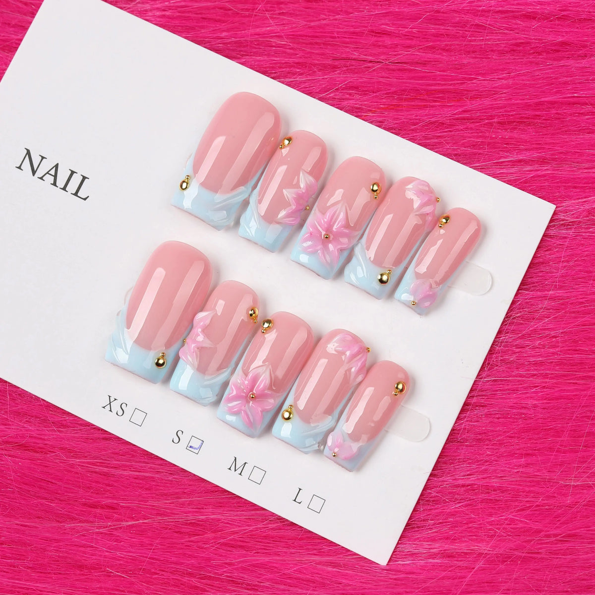 10pcs Y2K-Style Handmade Press-On Nails, Featuring a Full-Coverage Design, They Are Easy to Remove and Reusable. The Nails Boast