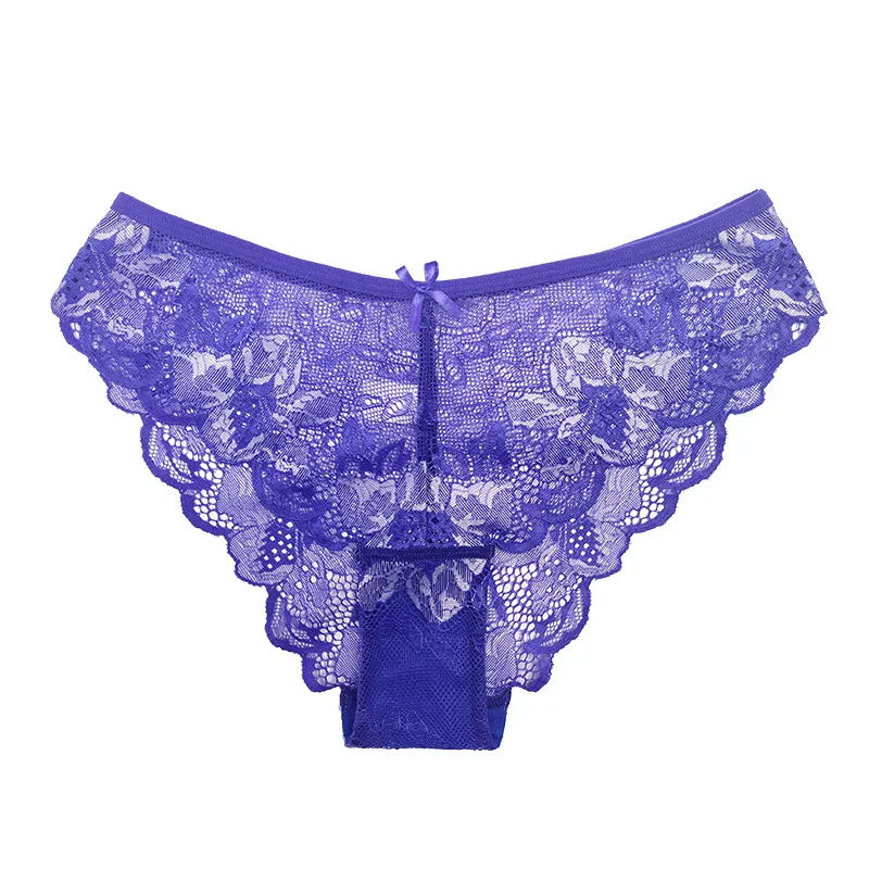 Women Panties Pink Lace Transparent Hollow Out Underwear Comfort Seamless Low Waist Briefs Lingerie Ladies Panties For Women