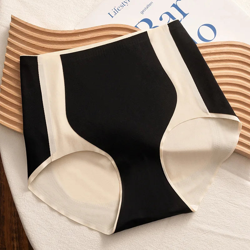 Women's High Waisted Seamless Panties Underwear Tummy Control Breathable Cotton Crotch Gusset Comfortable Mesh Briefs Women