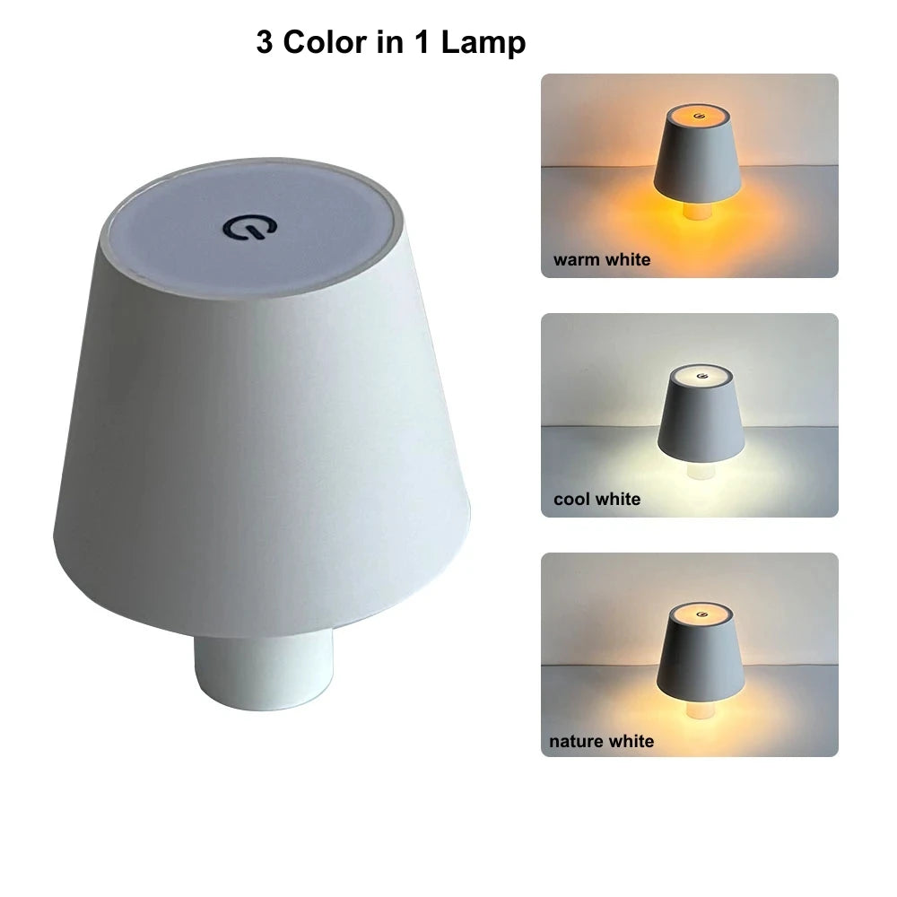 Retro LED Table Lamp 3colors Touch Dimmable Desk Lamp Home Restaurant Coffee Shop Nordic Modern Simple Mushroom Style Room Decor
