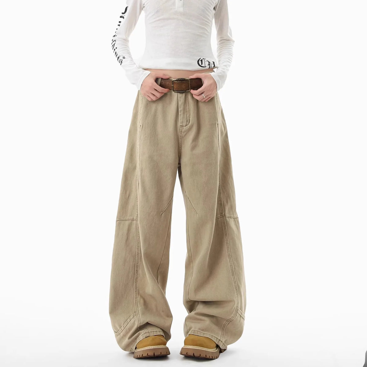 Jeans for Men and Women, Autumn Vintage High Street Workwear, Loose Casual Wide Leg Pants