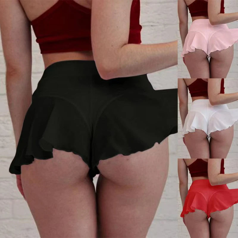 See Through Women Panties Sport Dress Ruffles Dancewear  Sexy Tennis Skirt Lingerie Thongs Sexy Underwear Women Mini Dress