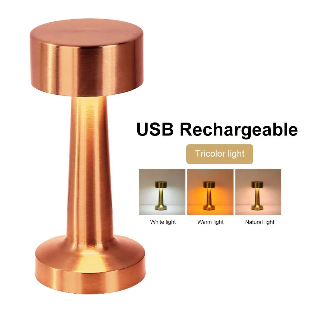 LED Table Lamp Retro Bar Touch Dimmable 3 Color Rechargeable Dining Desktop Night Light for Vintage Desk Lamp Bar Decoration