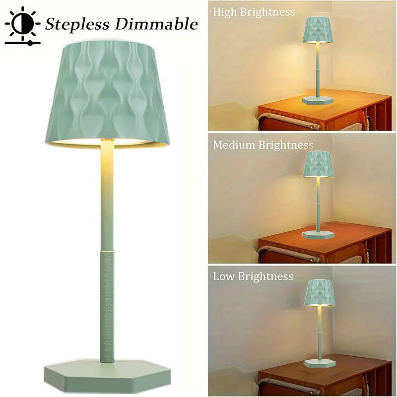 Classic Minimalist Touch Wireless Table Lamp, Decorative Table Lamp, Ripple Lampshade - Black - White - Gold - Multiple Colors Available Led Table Lamp, USB Rechargeable, Three-Color Adjustable Brightness Lighting, Suitable f