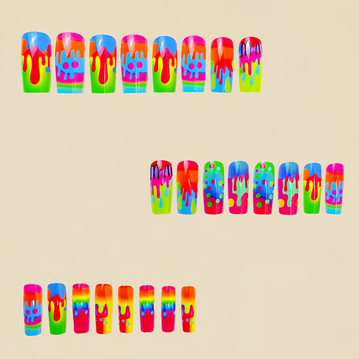 24Pcs medium-long square press on nails, practical nail supplies. Refresh your look and show charming fingertip beauty. Simple s