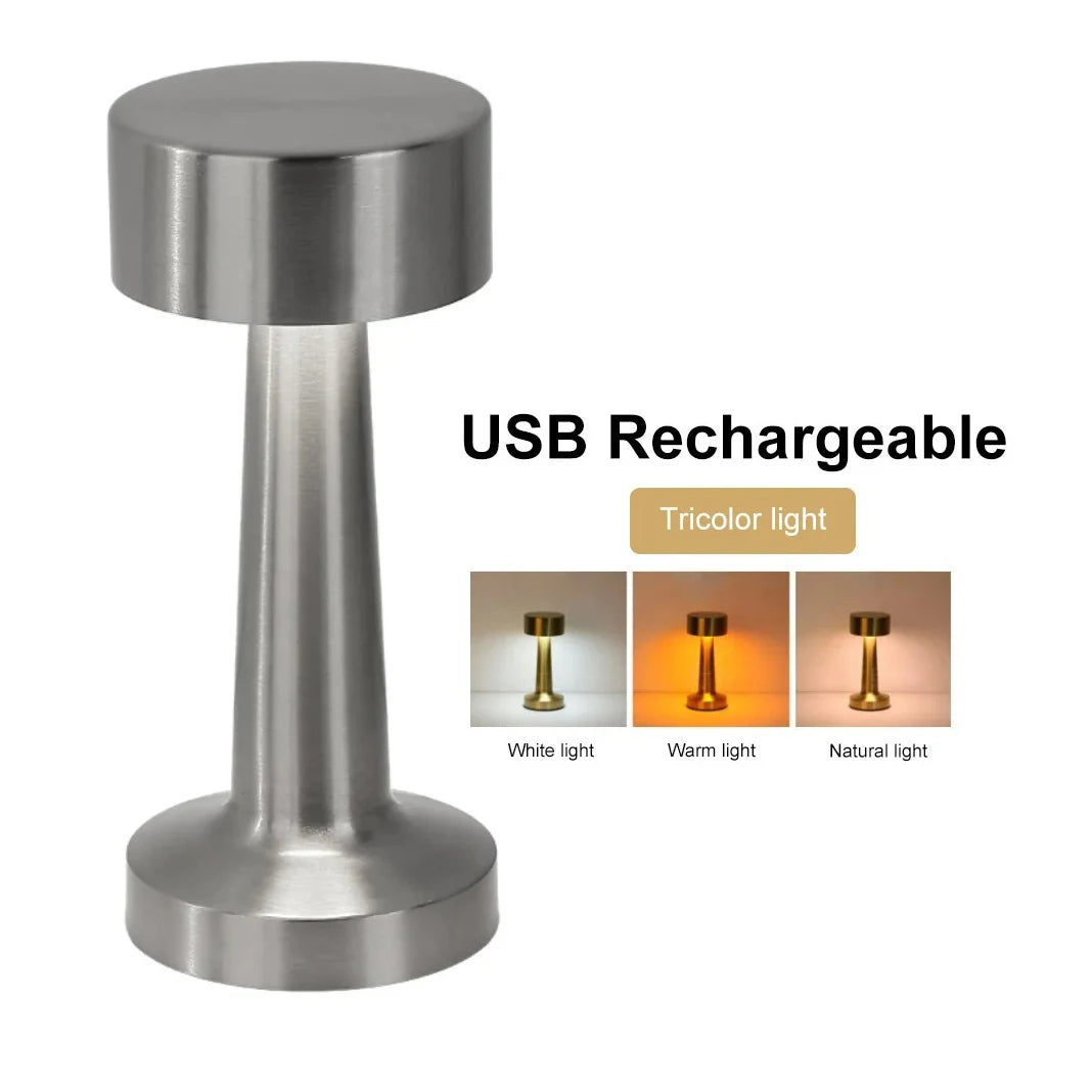 LED Table Lamp Retro Bar Touch Dimmable 3 Color Rechargeable Dining Desktop Night Light for Vintage Desk Lamp Bar Decoration