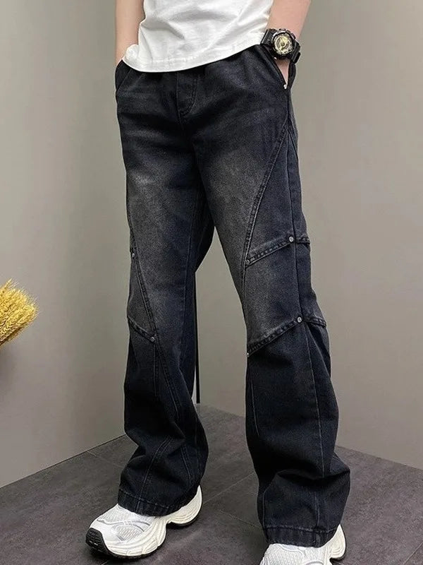 Spring Design Straight Leg Men's Jeans Casual Versatile Loose Wide Leg Pants Classic Washed Denim Trousers for Men