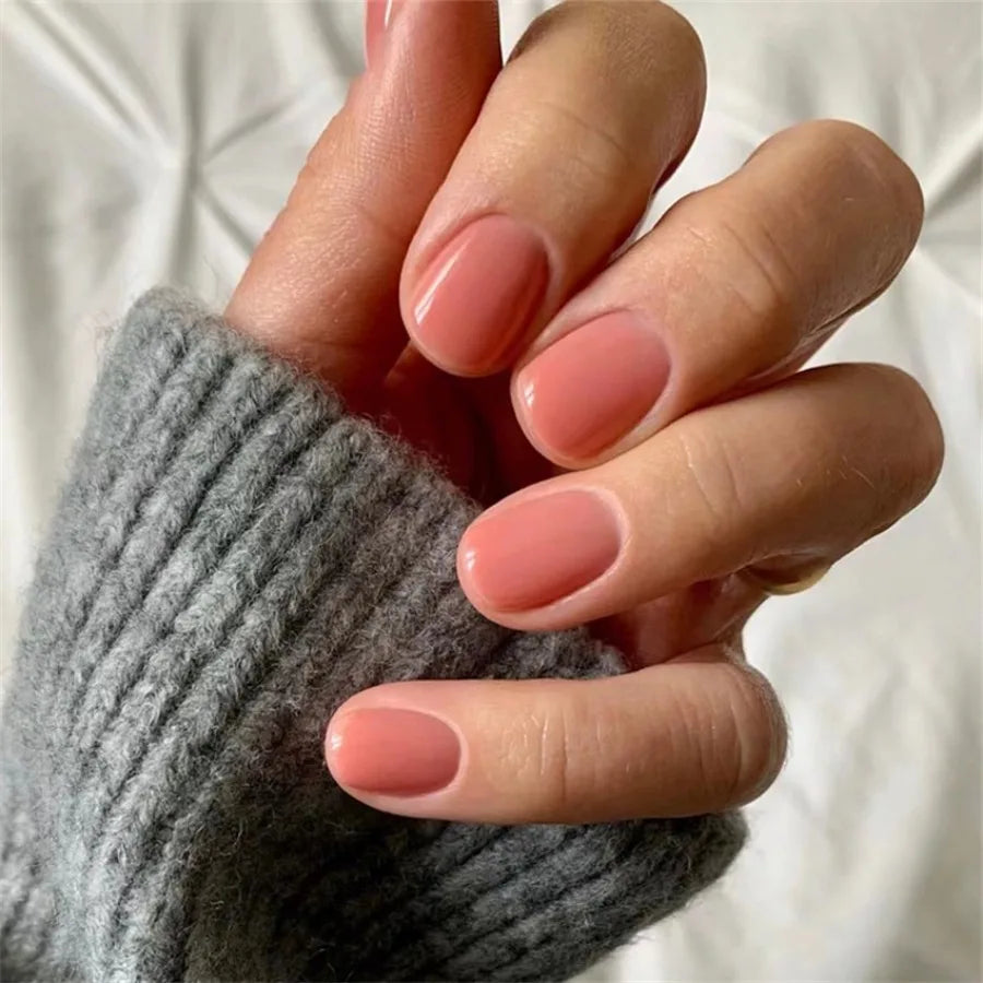 24 Pcs/set Artificial Acrylic Full Coverage Press on Nails Art Short French Fake Nails Red Glossy Removable False Nail Supplies