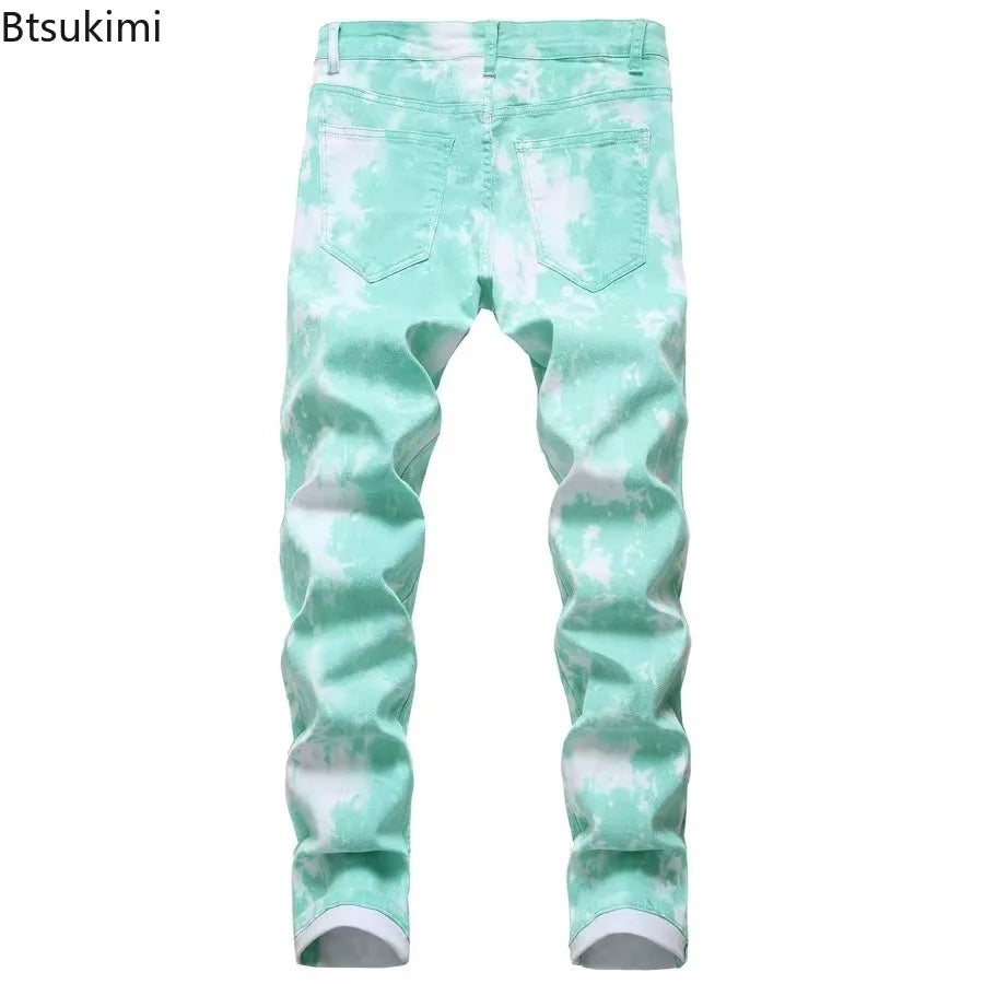 2026 High Quality Colorful Jeans for Men Elastic Slim Straight Casual Trousers Trend Streetwear Male All-match Denim Long Pants