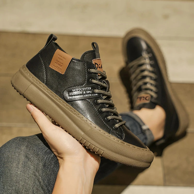 Men's Casual Sports Shoes, Fashionable Retro Classic Handmade Design, Breathable and Warm, Suitable for All Seasons, Ideal for Daily Wear, Outdoor Activities, Mountaineering, Hiking, Durable and Wear-Resistant, Not Easily Dir