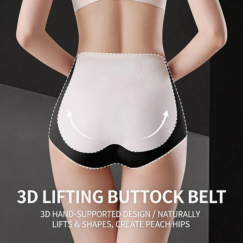Women's High Waisted Seamless Panties Underwear Tummy Control Breathable Cotton Crotch Gusset Comfortable Mesh Briefs Women