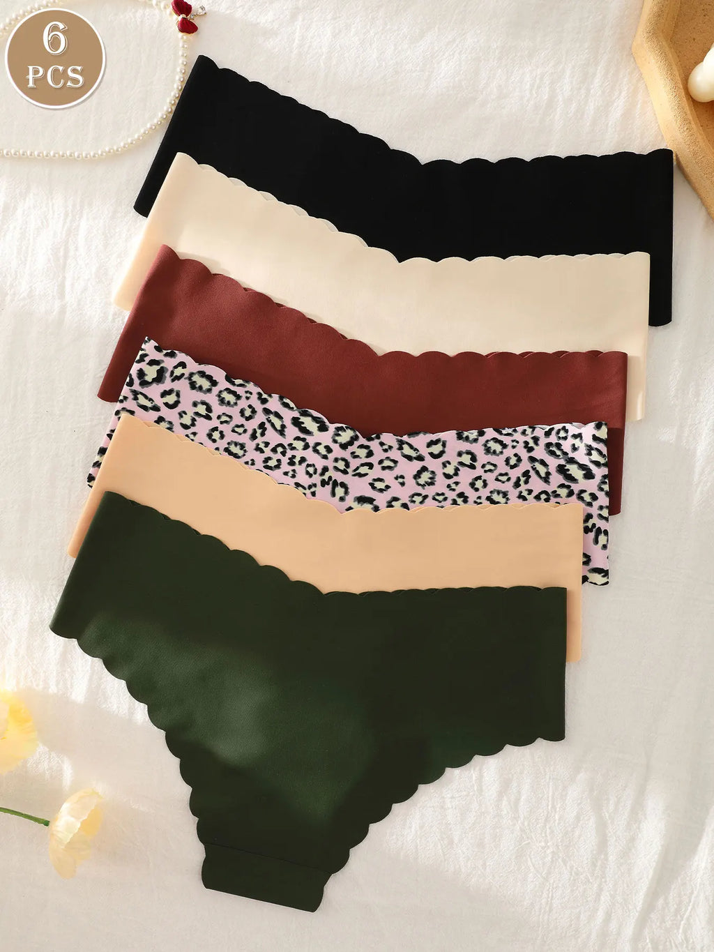 6-Pack Women's Panties, Multi-Color, Seamless, Comfortable, Skin-Friendly, Sexy, Sporty, Invisible Triangle Panties
