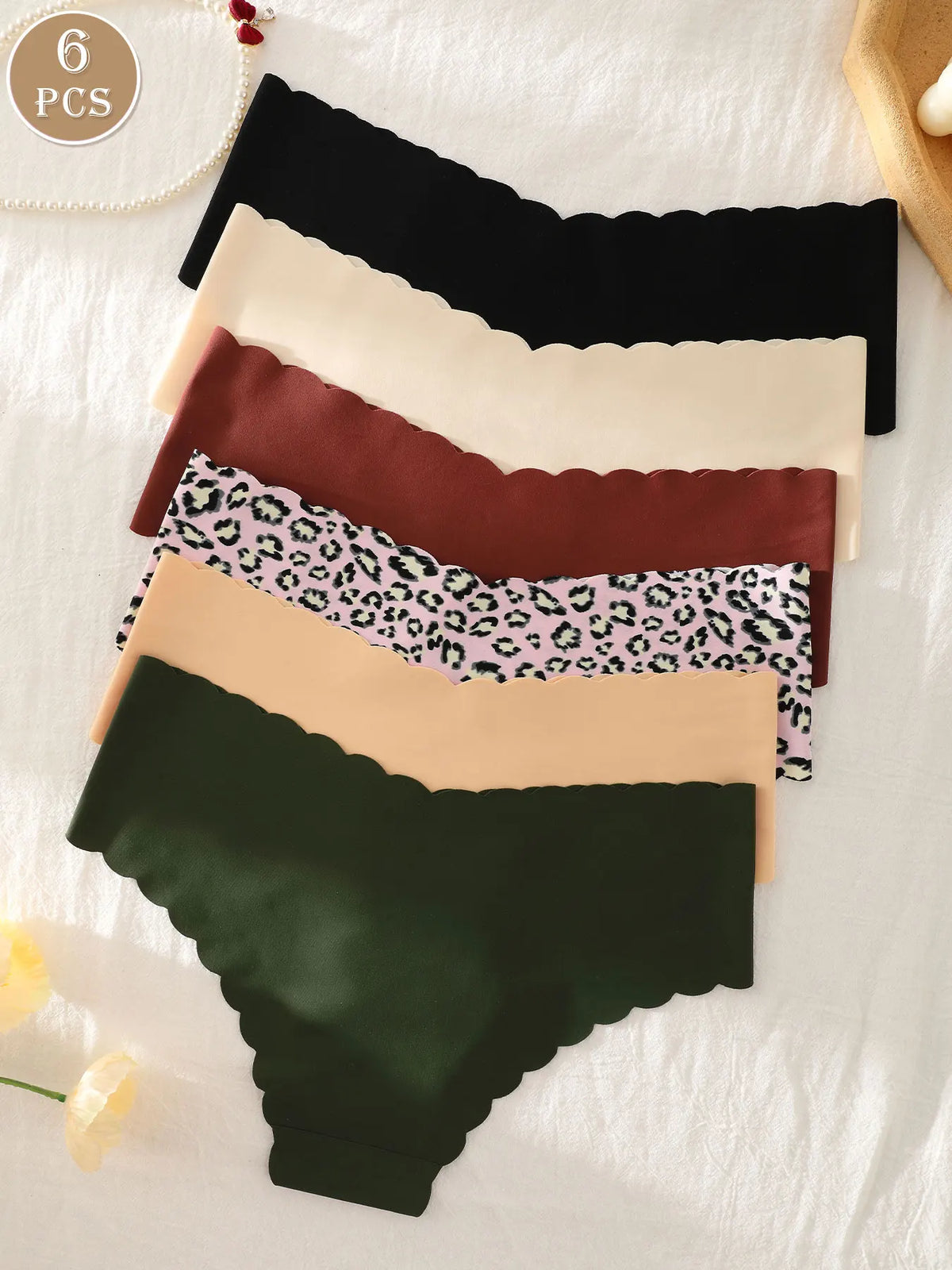 6-Pack Women's Panties, Multi-Color, Seamless, Comfortable, Skin-Friendly, Sexy, Sporty, Invisible Triangle Panties