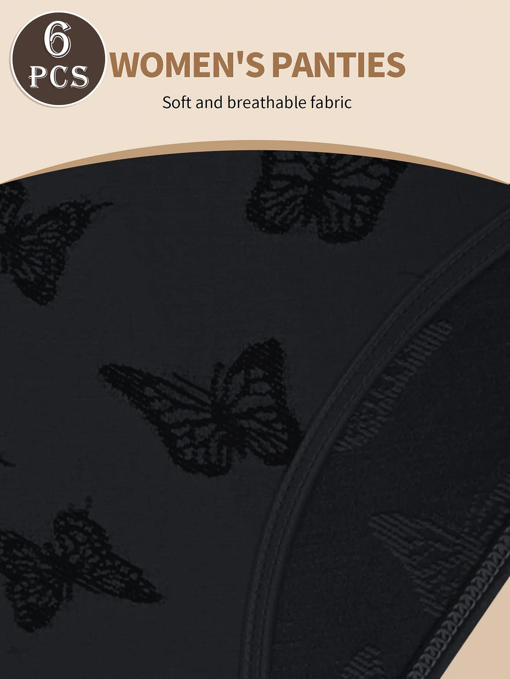 Set of 6 Women'S Low-Rise Panties Featuring a Stylish Butterfly Pattern, Romantically Paired, Made of 90% Nylon for