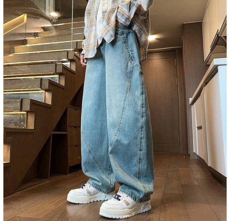 Jeans for Men 2025 New Loose Straight Leg Winter Thick Wide Leg Work Pants
