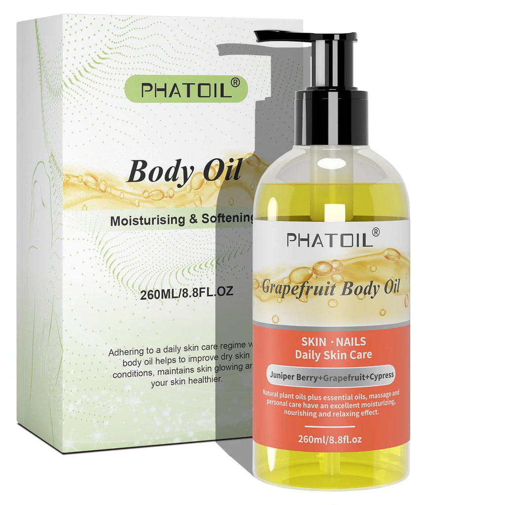 PHATOIL 260ml Body Oil For Moisturizing & Soothes Skin Ginger Grapefruit Rose Lavender Massage Body Oils Long-Lasting Fragrance