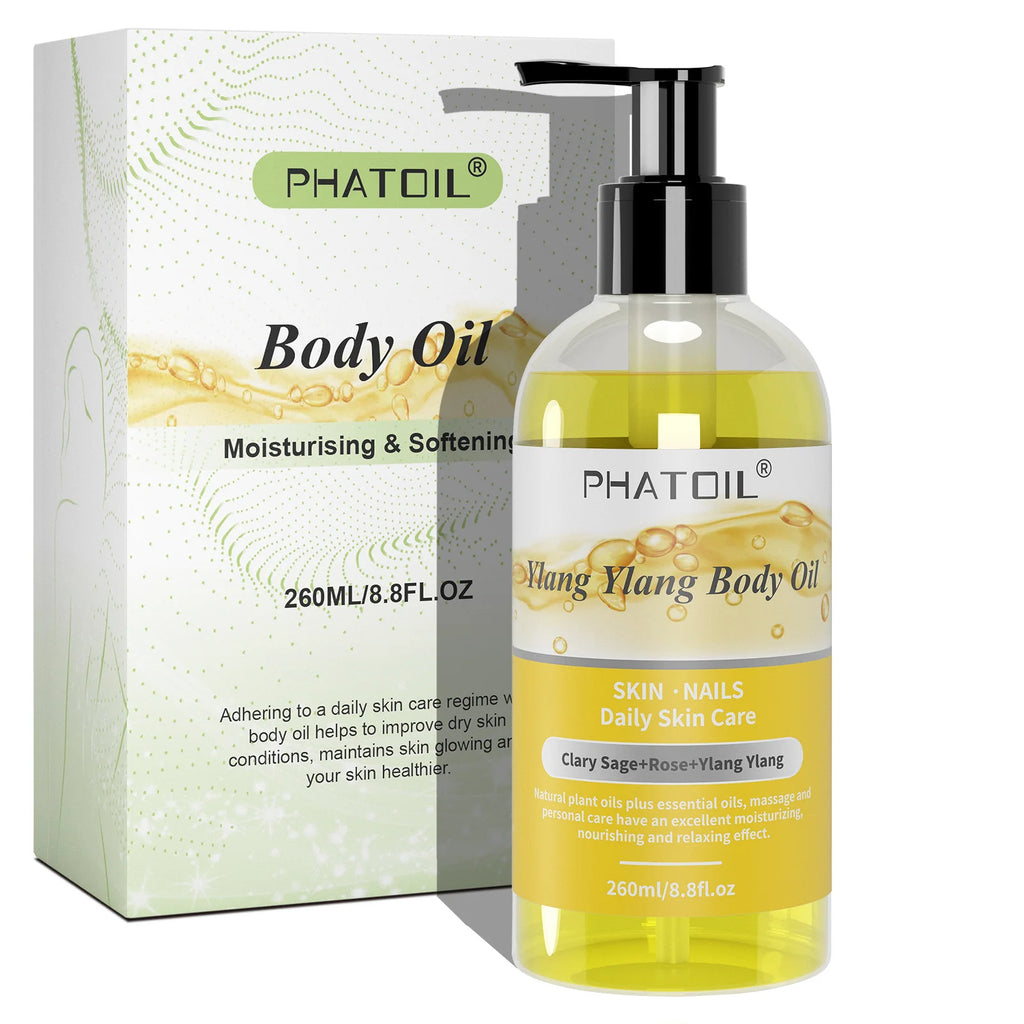 PHATOIL 260ml Body Oil For Moisturizing & Soothes Skin Ginger Grapefruit Rose Lavender Massage Body Oils Long-Lasting Fragrance